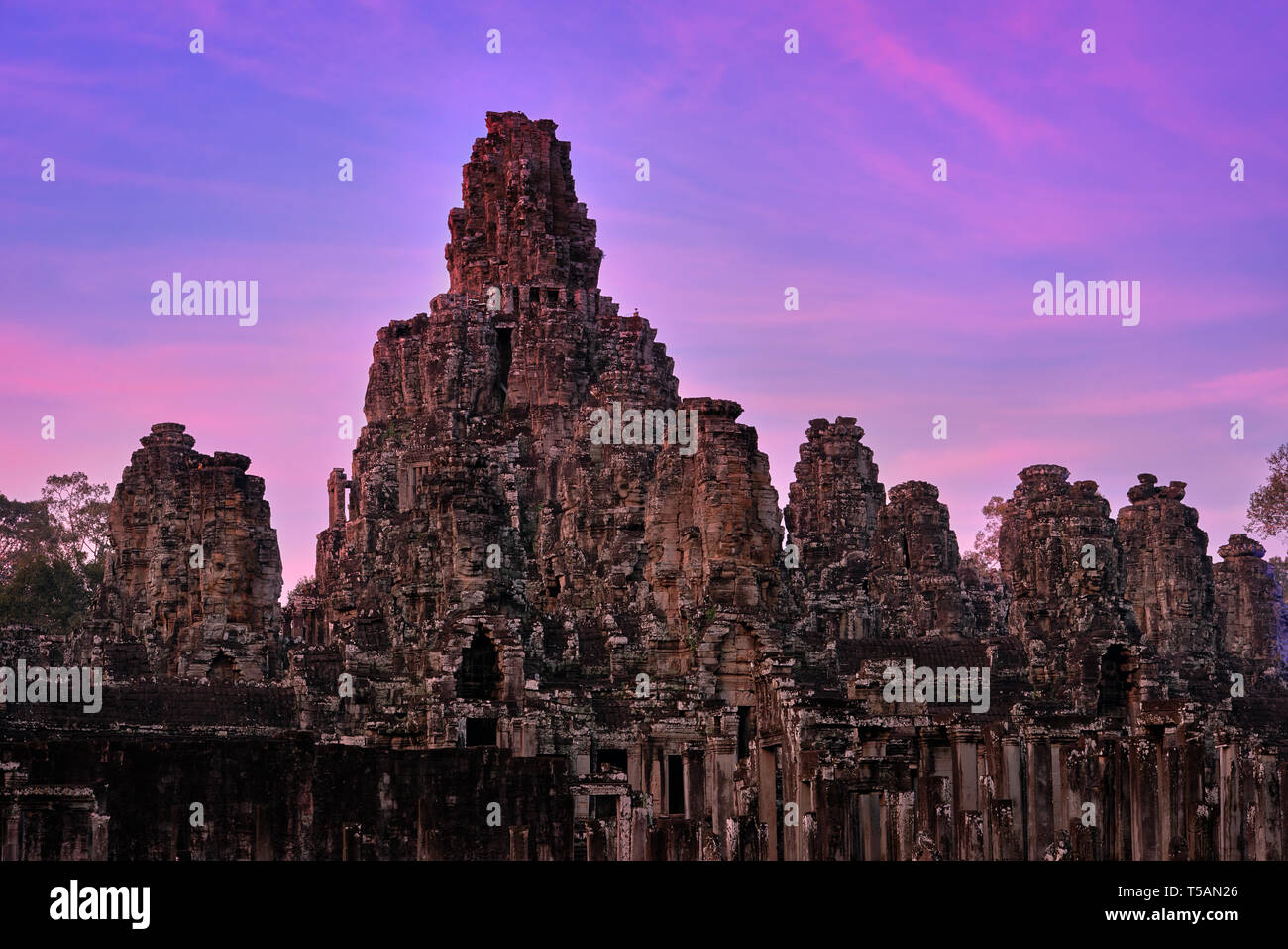 Temple Bayon, à Siem Reap au Cambodge Banque D'Images