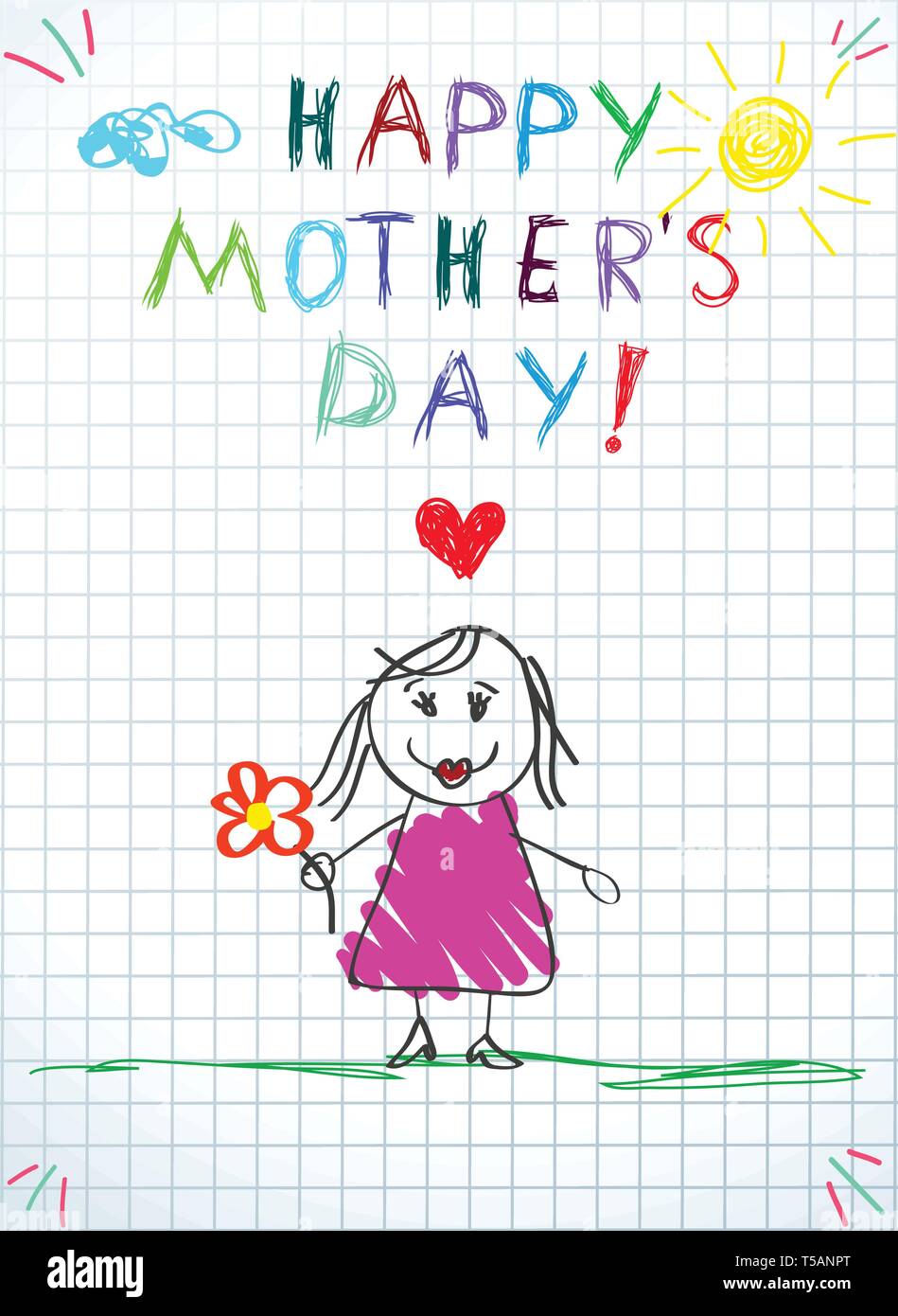 Fete Meres Carte Elegant Maman Holding Filles Main Jolies Robes Illustration Cartes De Voeux Papeterie Maison Et Jardin Fetes Occasions Speciales