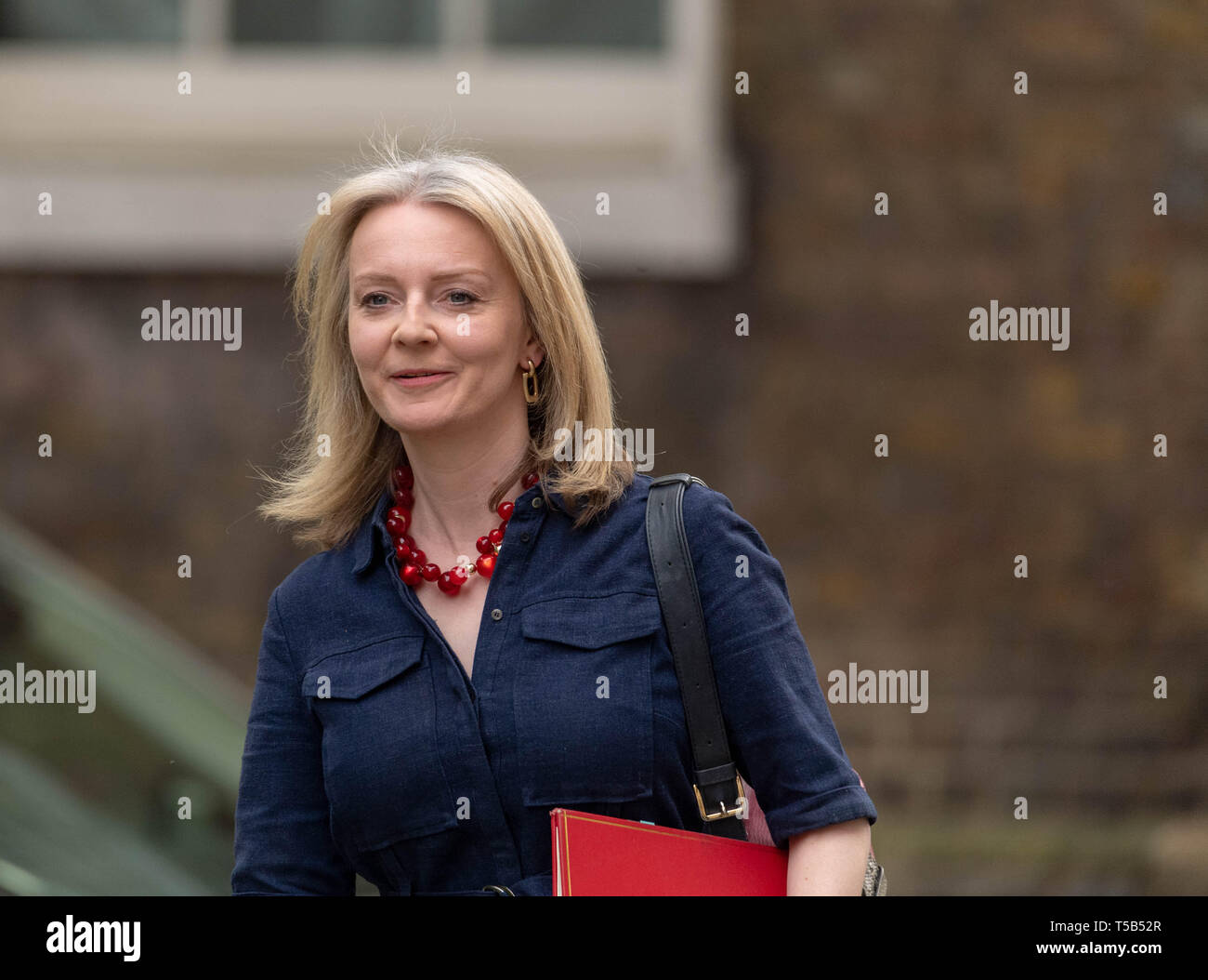 Londres, Royaume-Uni. Apr 23, 2019. Elizabeth Truss, député Secrétaire en chef au Trésor arrive à une réunion du Cabinet au 10 Downing Street, London Crédit : Ian Davidson/Alamy Live News Banque D'Images