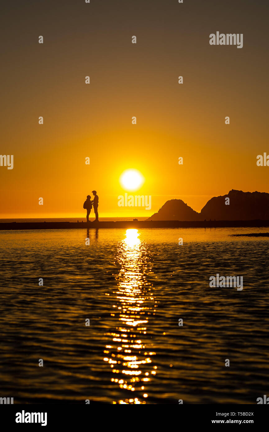 Coucher du soleil à la plage Banque D'Images