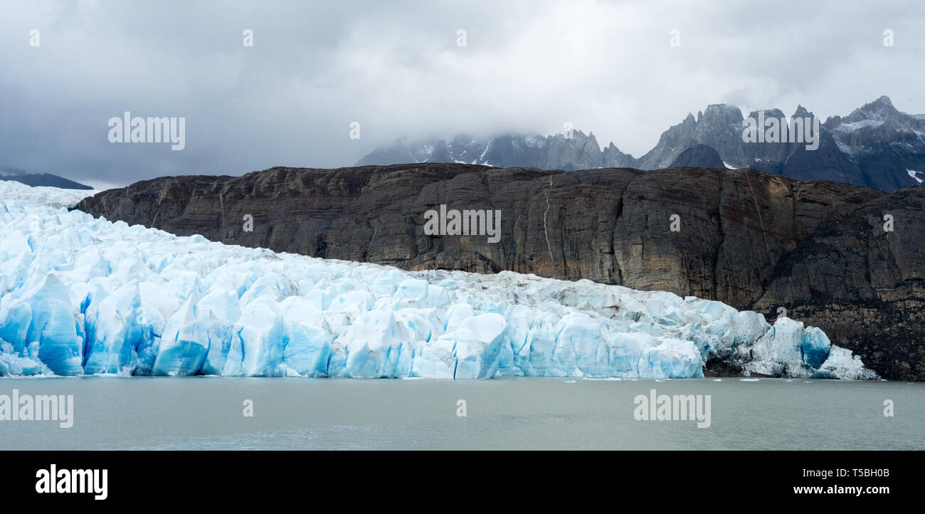 Le Glacier Grey, Parc National Torres del Paine, dans le sud de la Patagonie, au Chili Banque D'Images