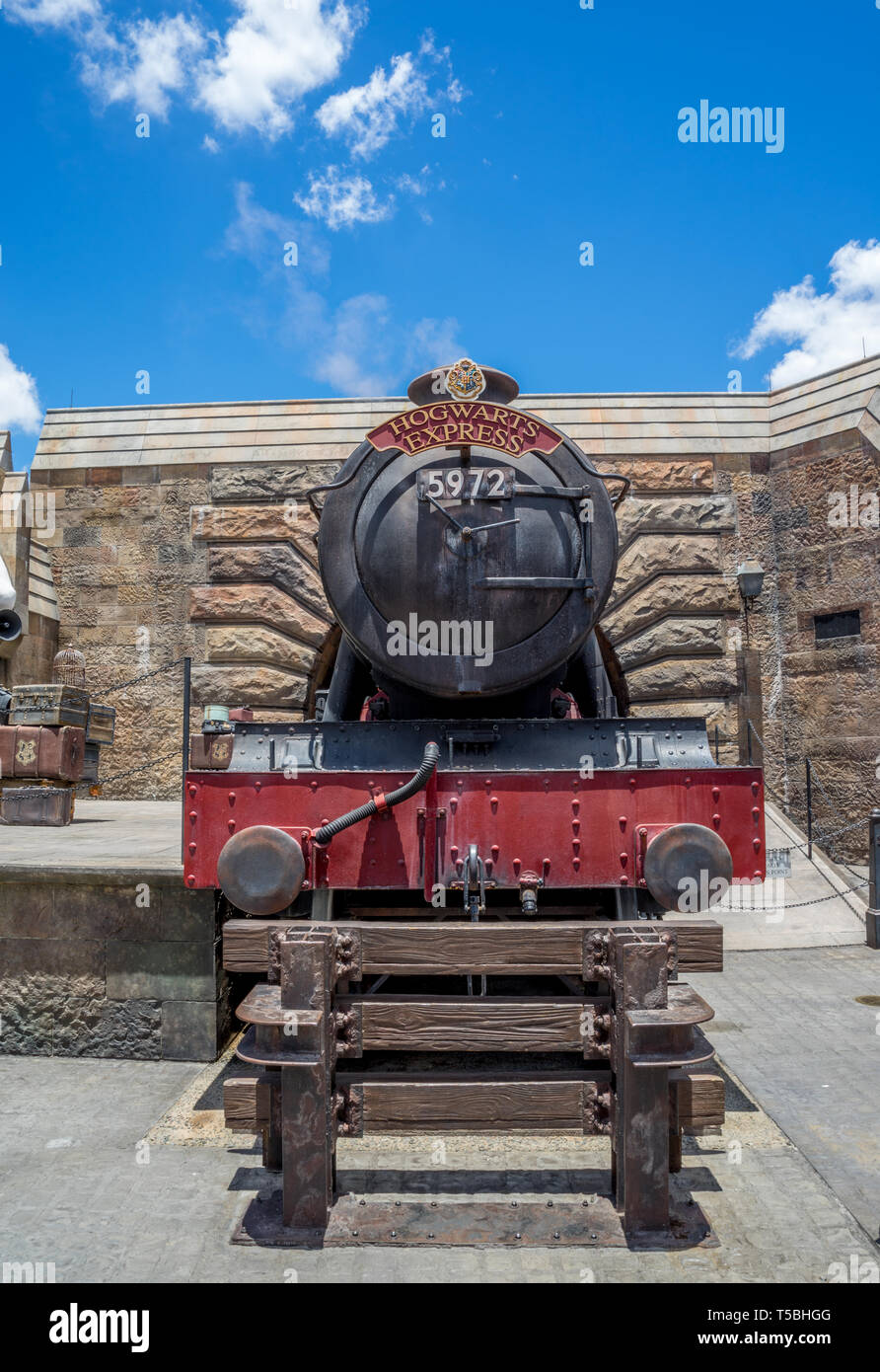 Le Poudlard Express dans Harry Potter Land, parc à thème Universal Studios, Orlando, Floride Banque D'Images