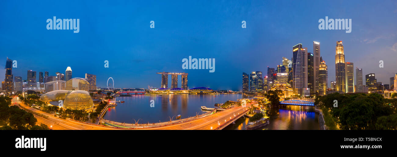 Singapour par nuit Banque D'Images