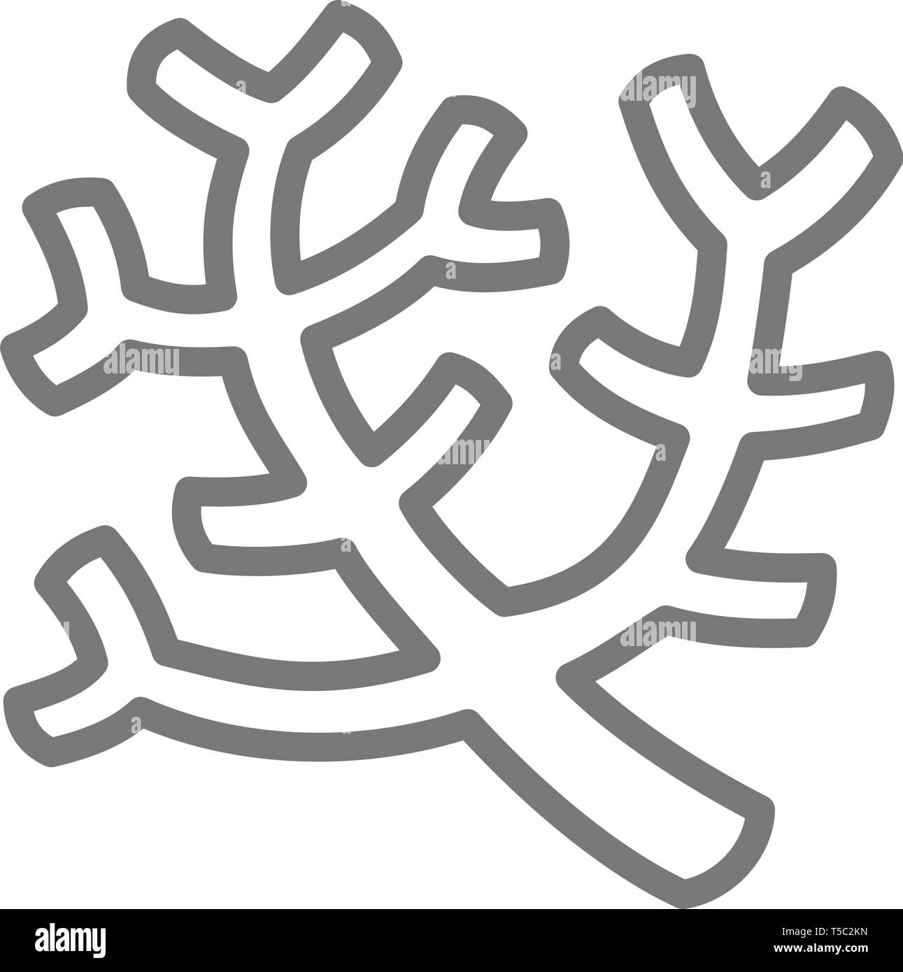 Les coraux de la mer, l'icône de la ligne d'algues. Illustration de Vecteur