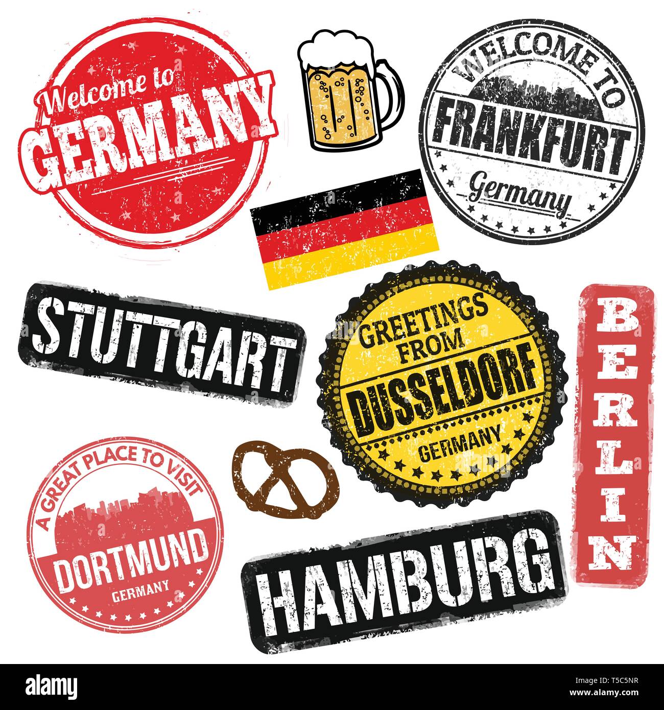 Ensemble de timbres avec l'Allemagne, grunge vector illustration Illustration de Vecteur