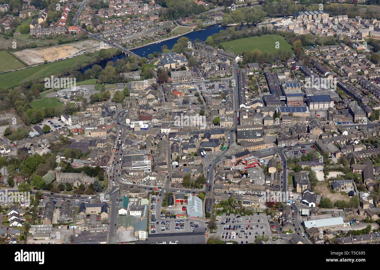 Vue aérienne du centre-ville de Otley, West Yorkshire Banque D'Images