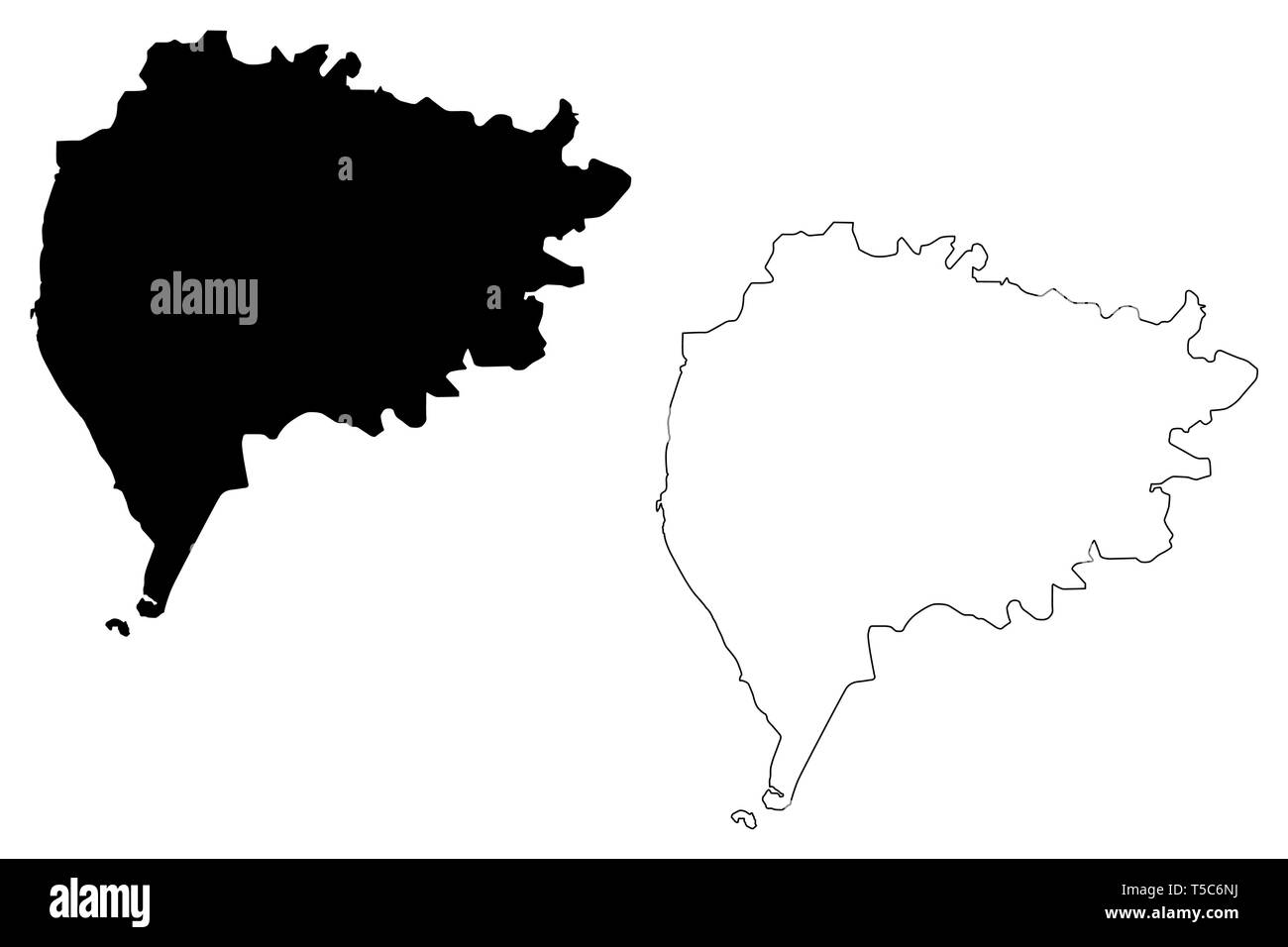 Le gouvernorat de Taiz (gouvernorats de Yémen, République du Yémen) map vector illustration, scribble sketch Ta'izz site Illustration de Vecteur