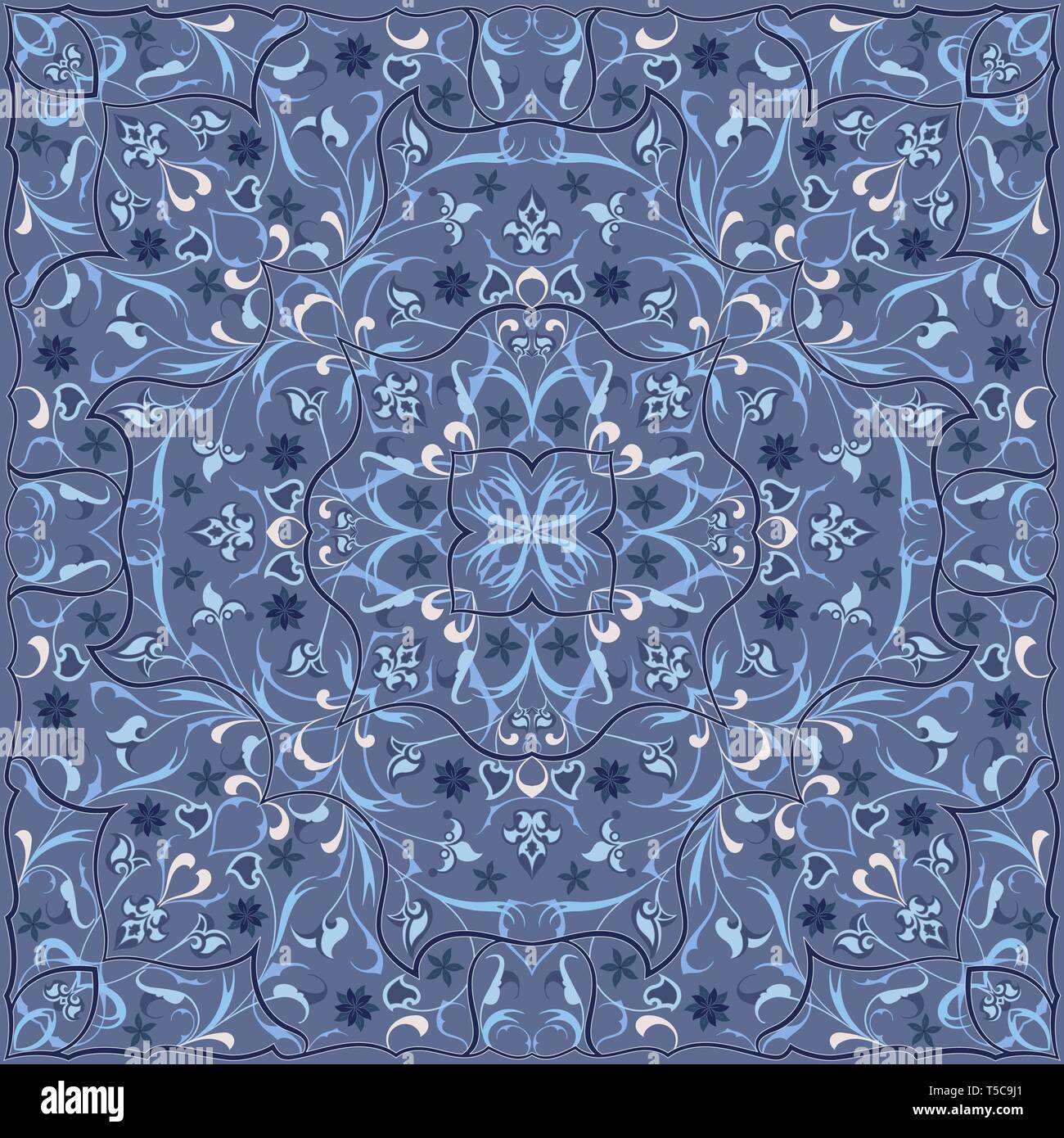 L'arabe ancien modèle. Tapis persan bleu avec ornement riche pour le motif  du tissu, décoration d'intérieur, textile écharpe Image Vectorielle Stock -  Alamy