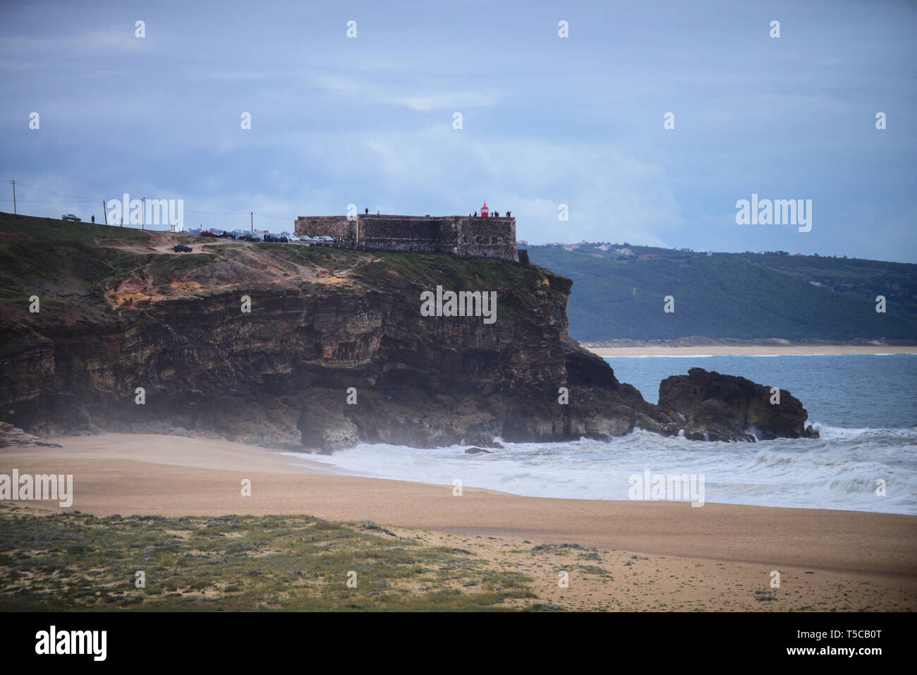Praia do Norte (plage du Nord) à Caldas da Rainha, Portugal Banque D'Images
