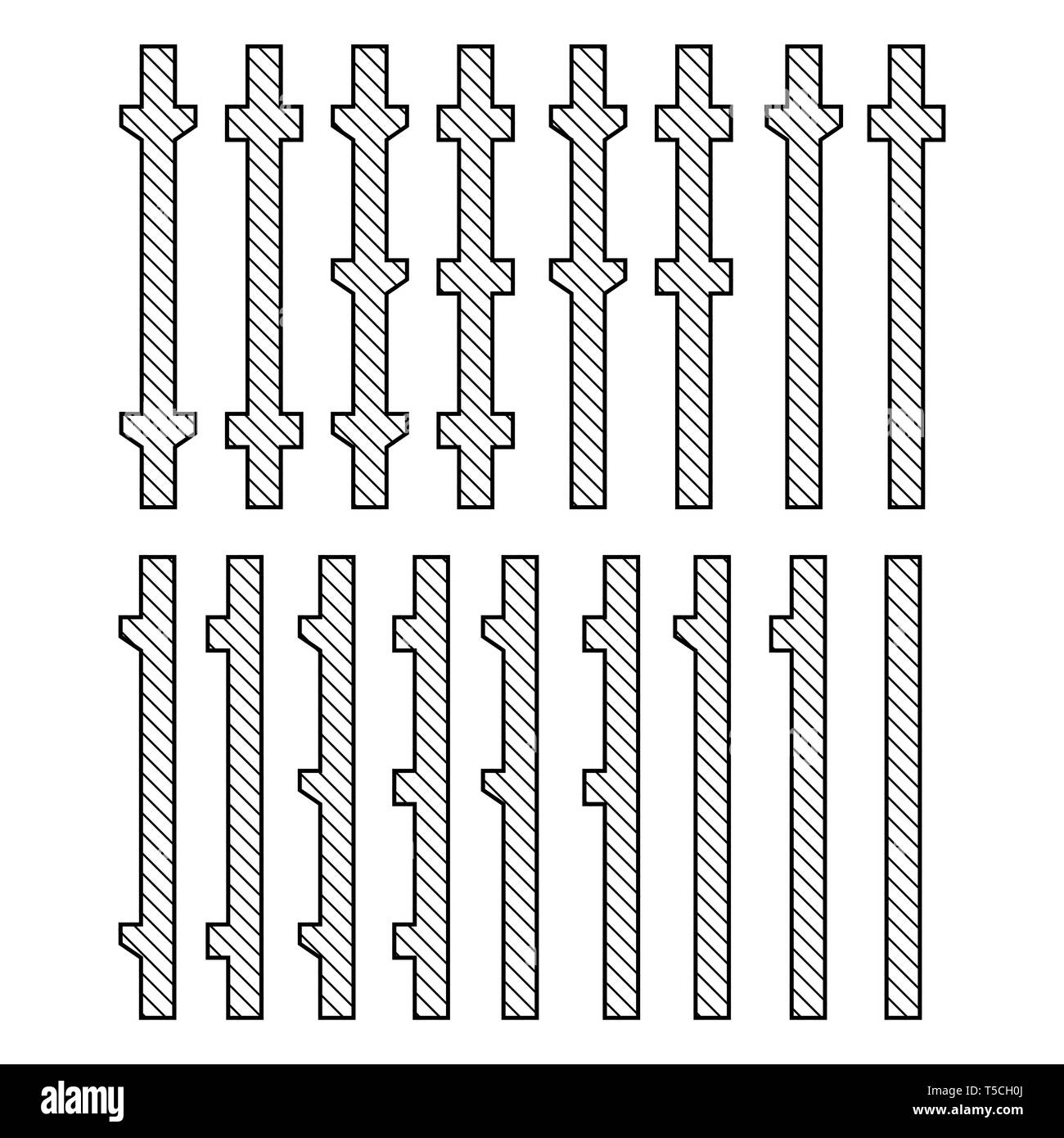 Ensemble de différents types de colonne. Dessin technique. Vector illustration. L'industrie de la construction. Illustration de Vecteur