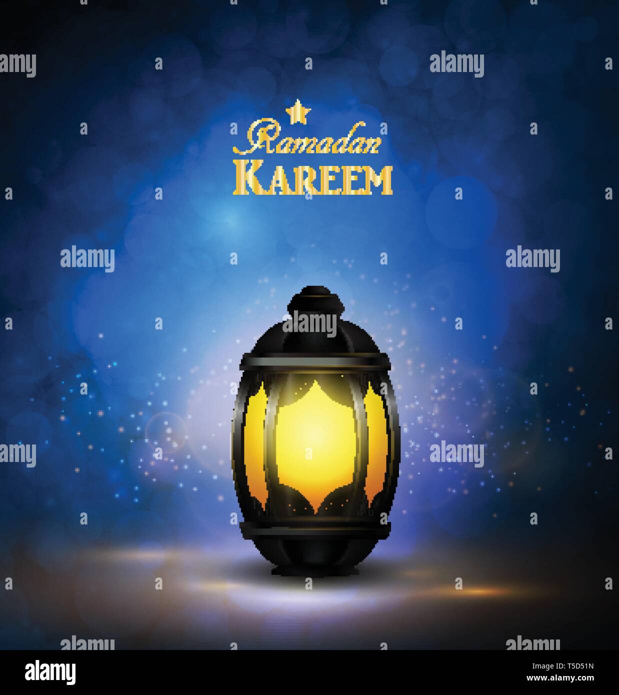 Ramadan Kareem salutations avec lanterne colorée Illustration de Vecteur