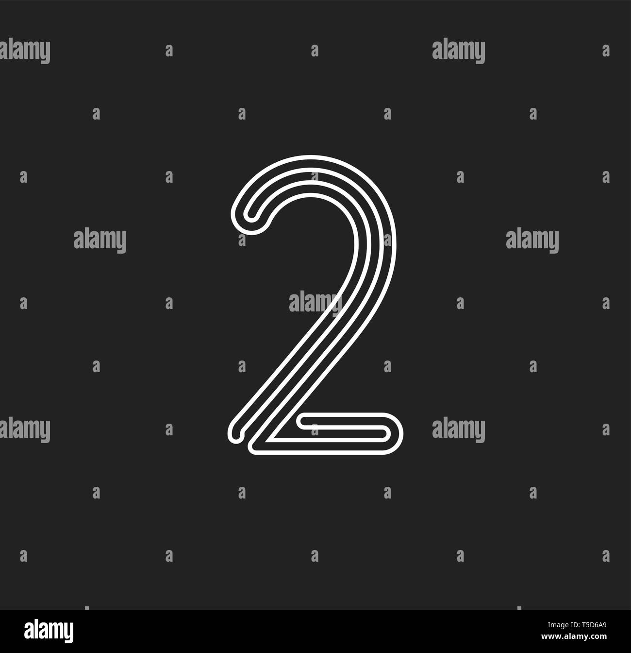 Nombre de lignes 2, vecteur de style labyrinthe thread nombre d'Amérique latine pour logo et monogramme. Typographie design. Illustration de Vecteur