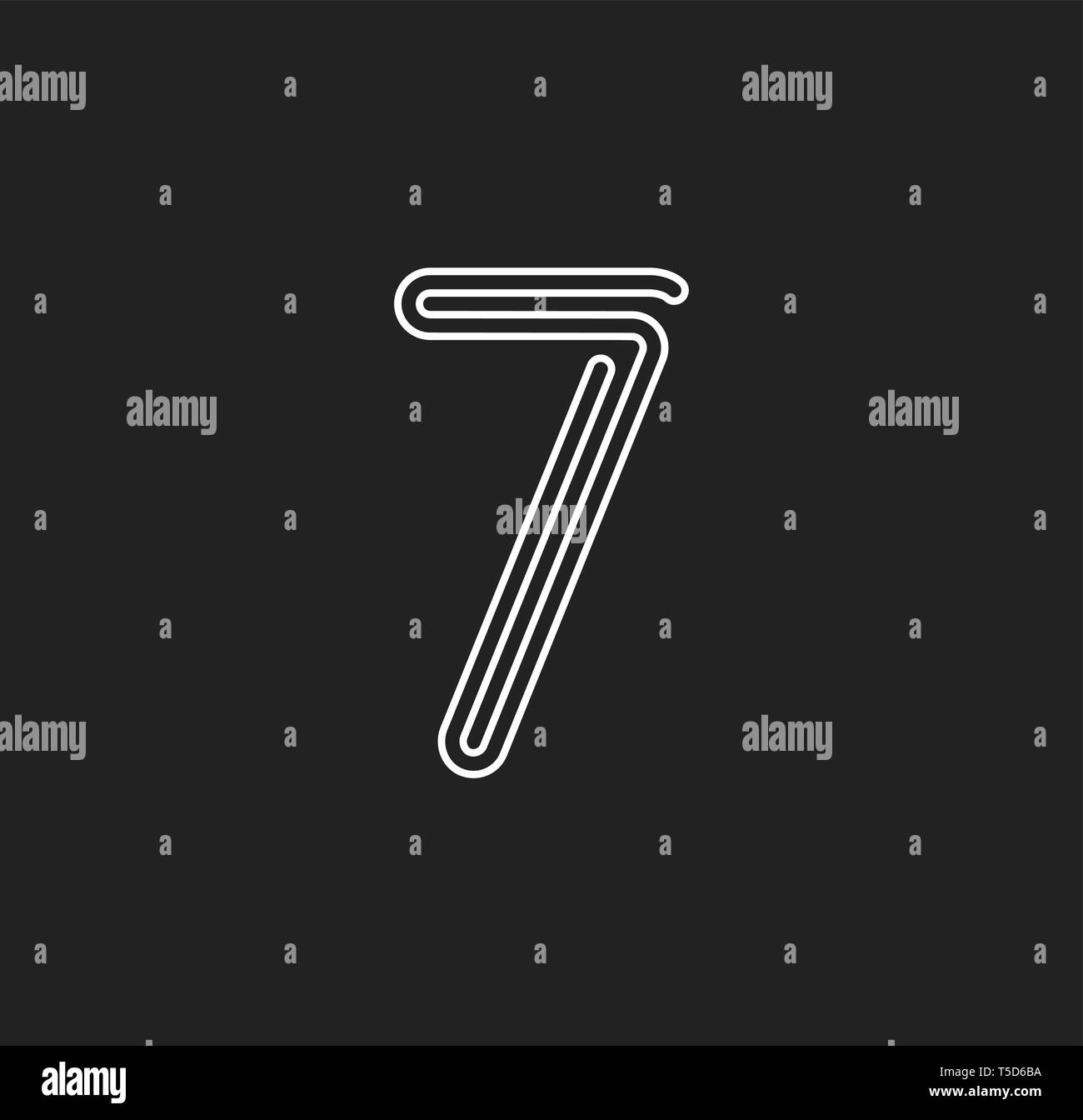 Nombre de lignes 7 thread, vecteur de style labyrinthe nombre d'Amérique latine pour logo et monogramme. Typographie design. Illustration de Vecteur