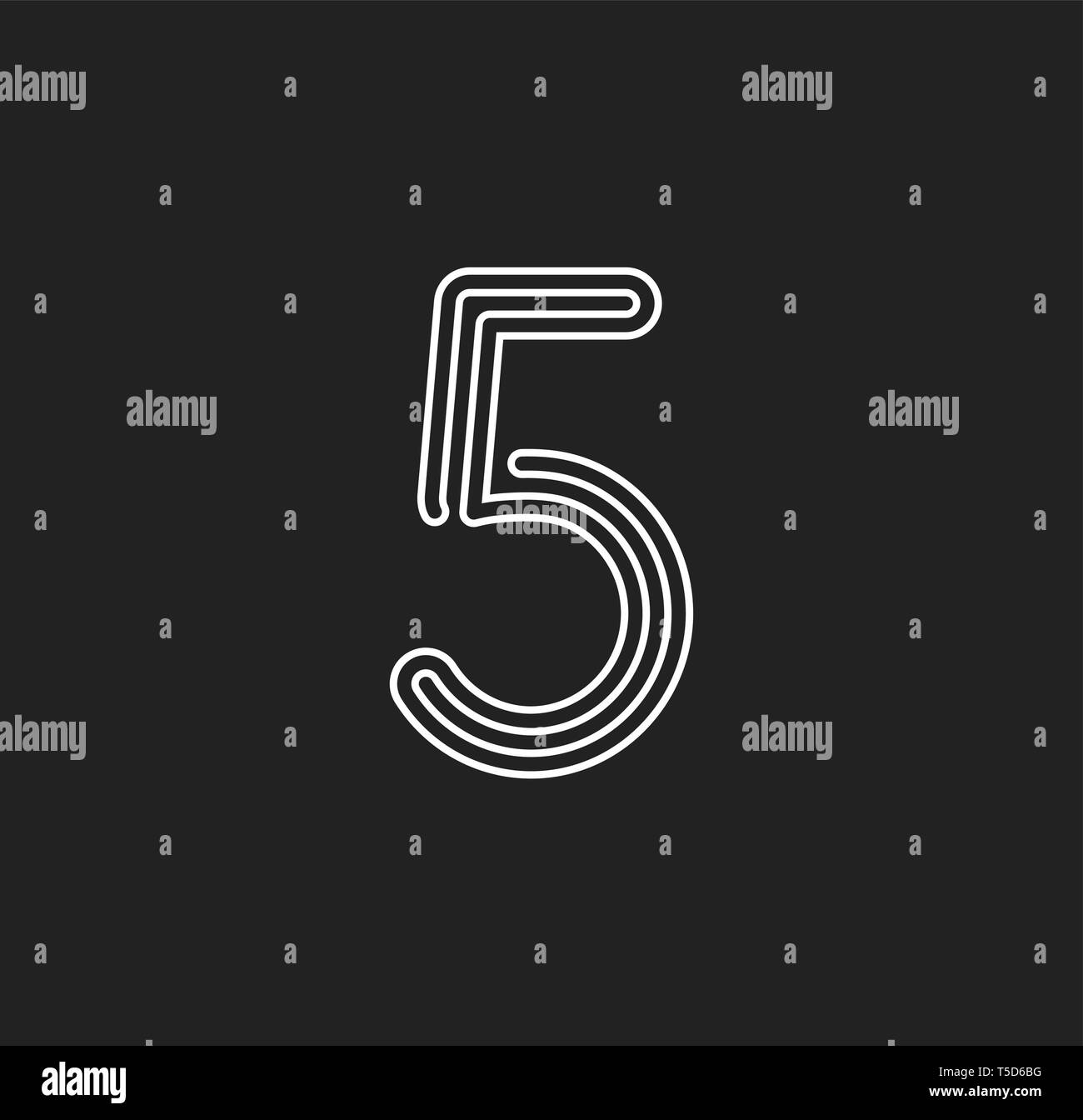 Nombre de lignes 5 thread, vecteur de style labyrinthe nombre d'Amérique latine pour logo et monogramme. Typographie design. Illustration de Vecteur