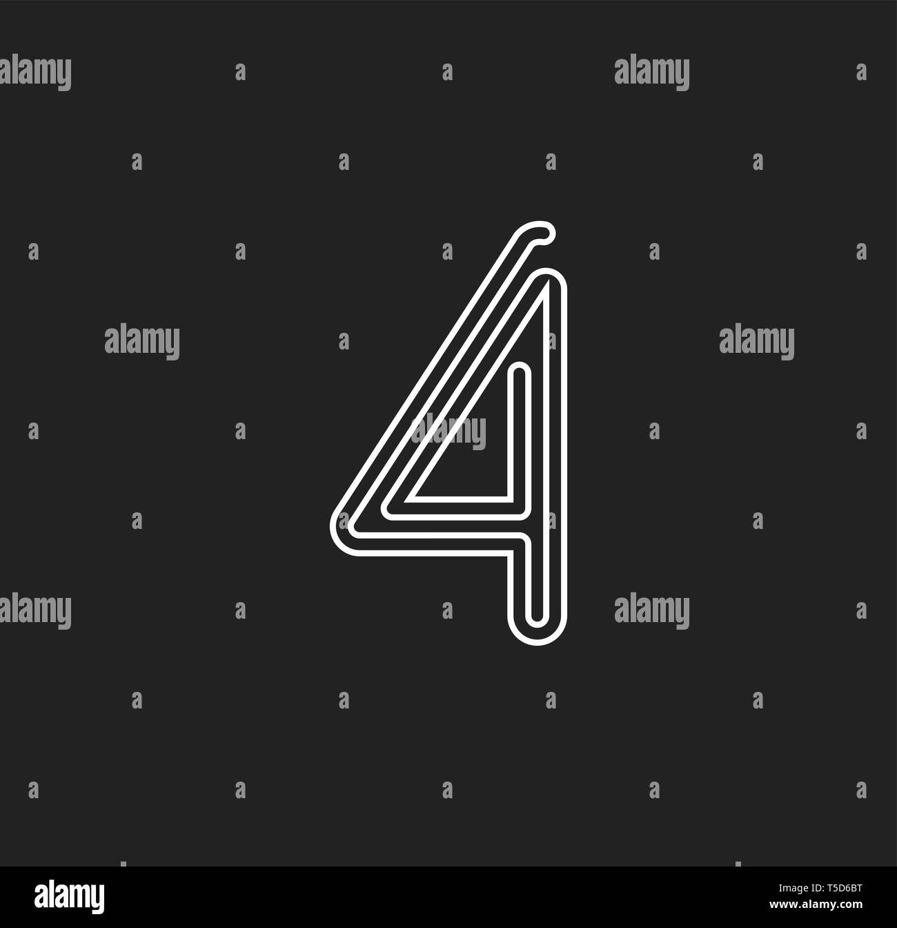 Nombre de lignes 4, vecteur de style labyrinthe thread nombre d'Amérique latine pour logo et monogramme. Typographie design. Illustration de Vecteur