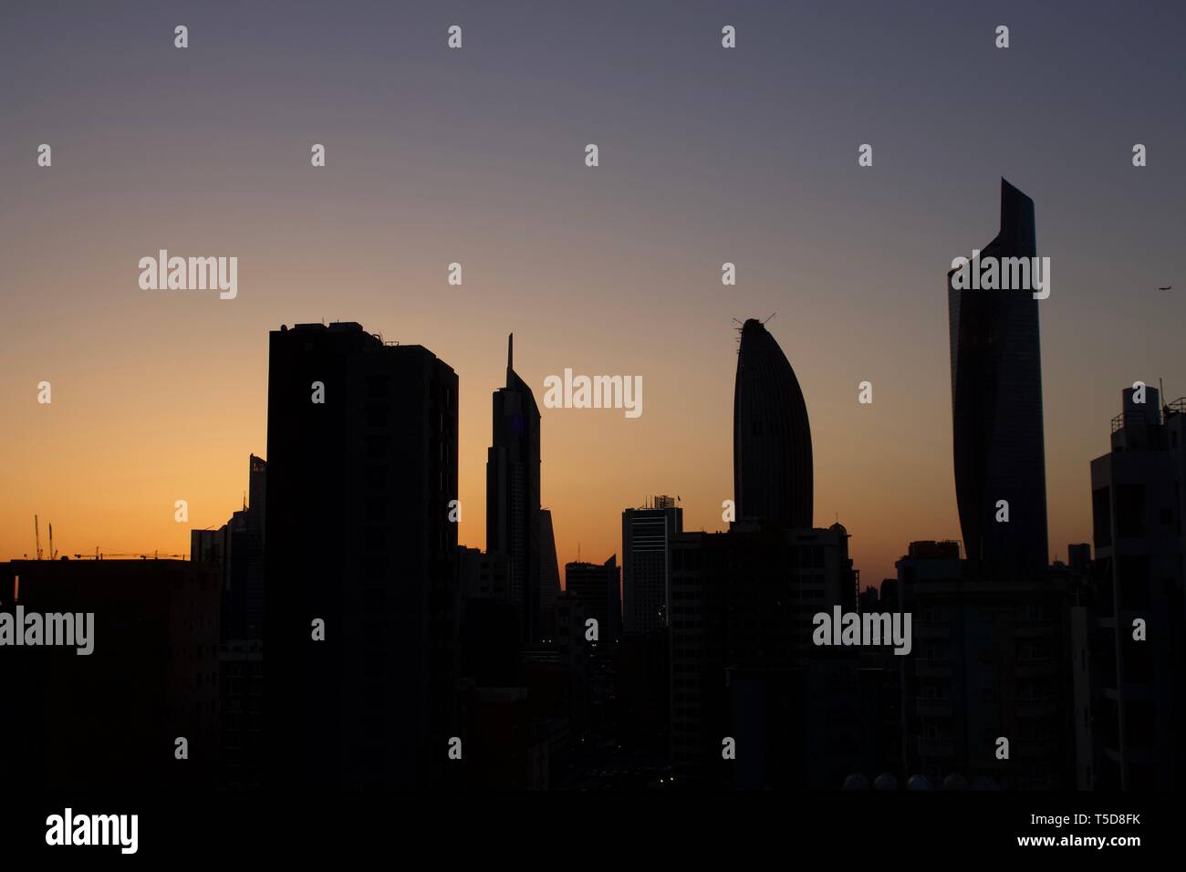 Vue du coucher de soleil à Koweït Banque D'Images