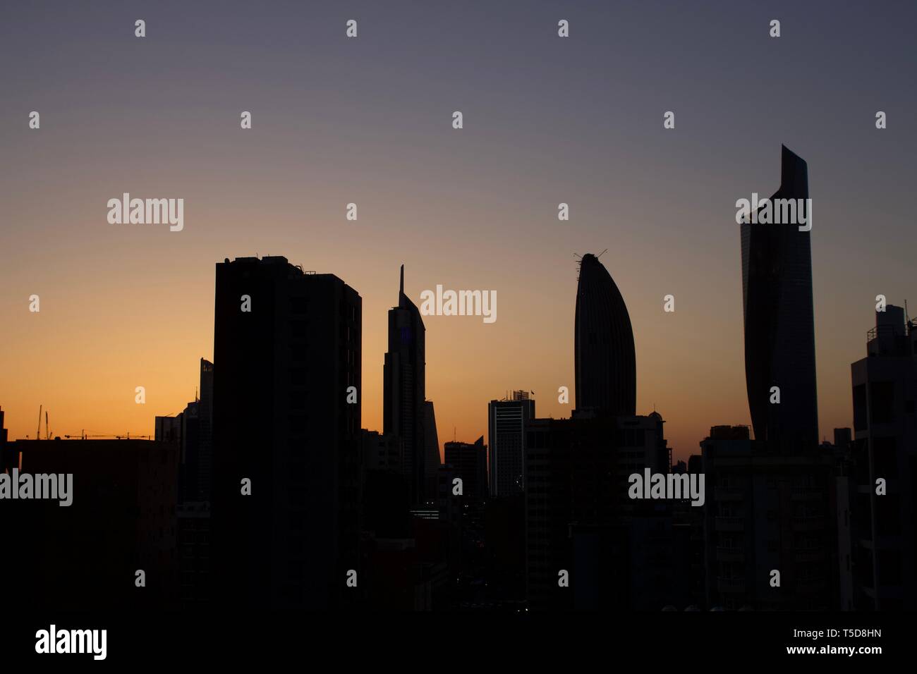 Vue du coucher de soleil à Koweït Banque D'Images