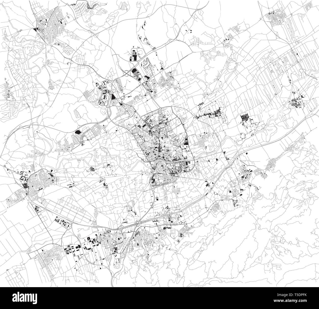 Carte Satellite de Murcie, c'est une ville dans le sud-est de l'Espagne. Carte des rues et bâtiments du centre-ville. L'Europe Illustration de Vecteur