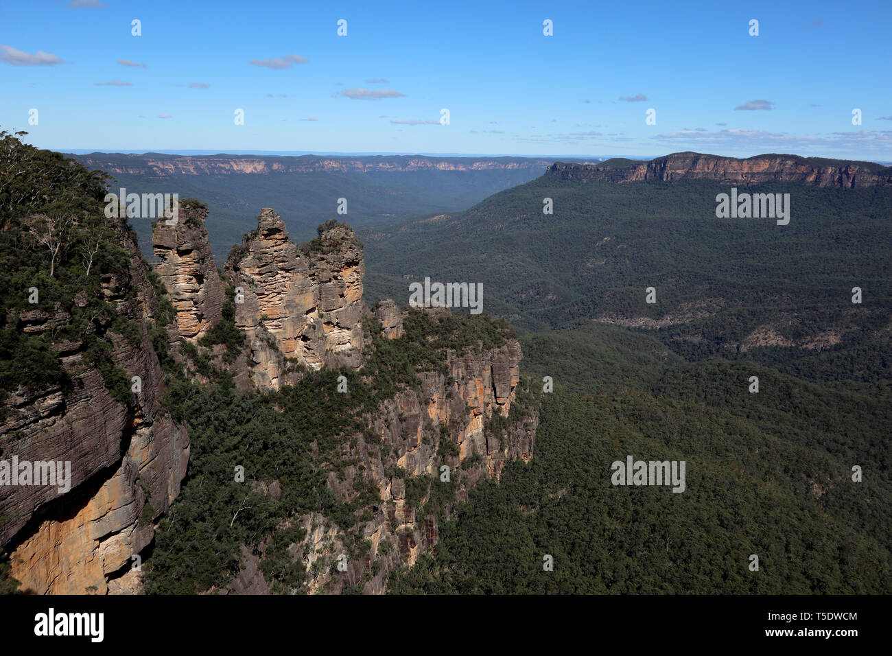 Trois Sœurs de pinte Echo, Blue Mountains, NSW, Australie Banque D'Images