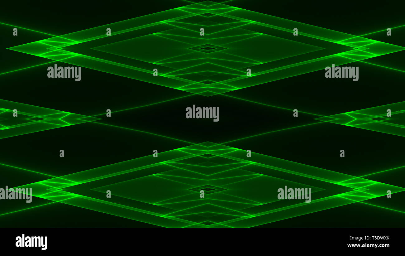 Résumé de science-fiction futuriste avec arrière-plan lumineux de couleur verte des formes géométriques Banque D'Images