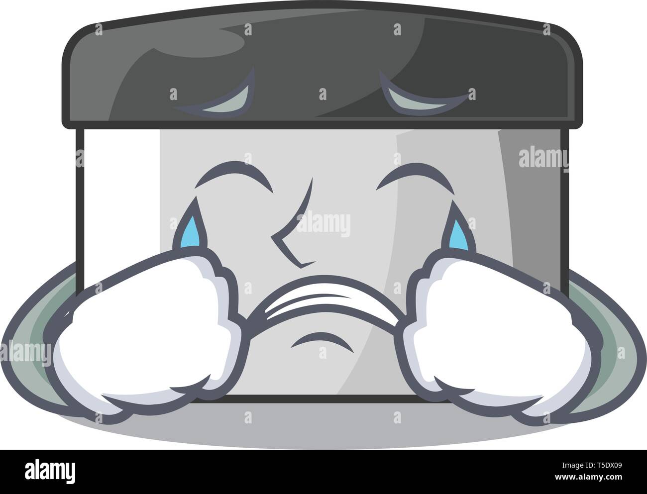 Pâtisserie pleurer racleur sur table en bois mascot Illustration de Vecteur