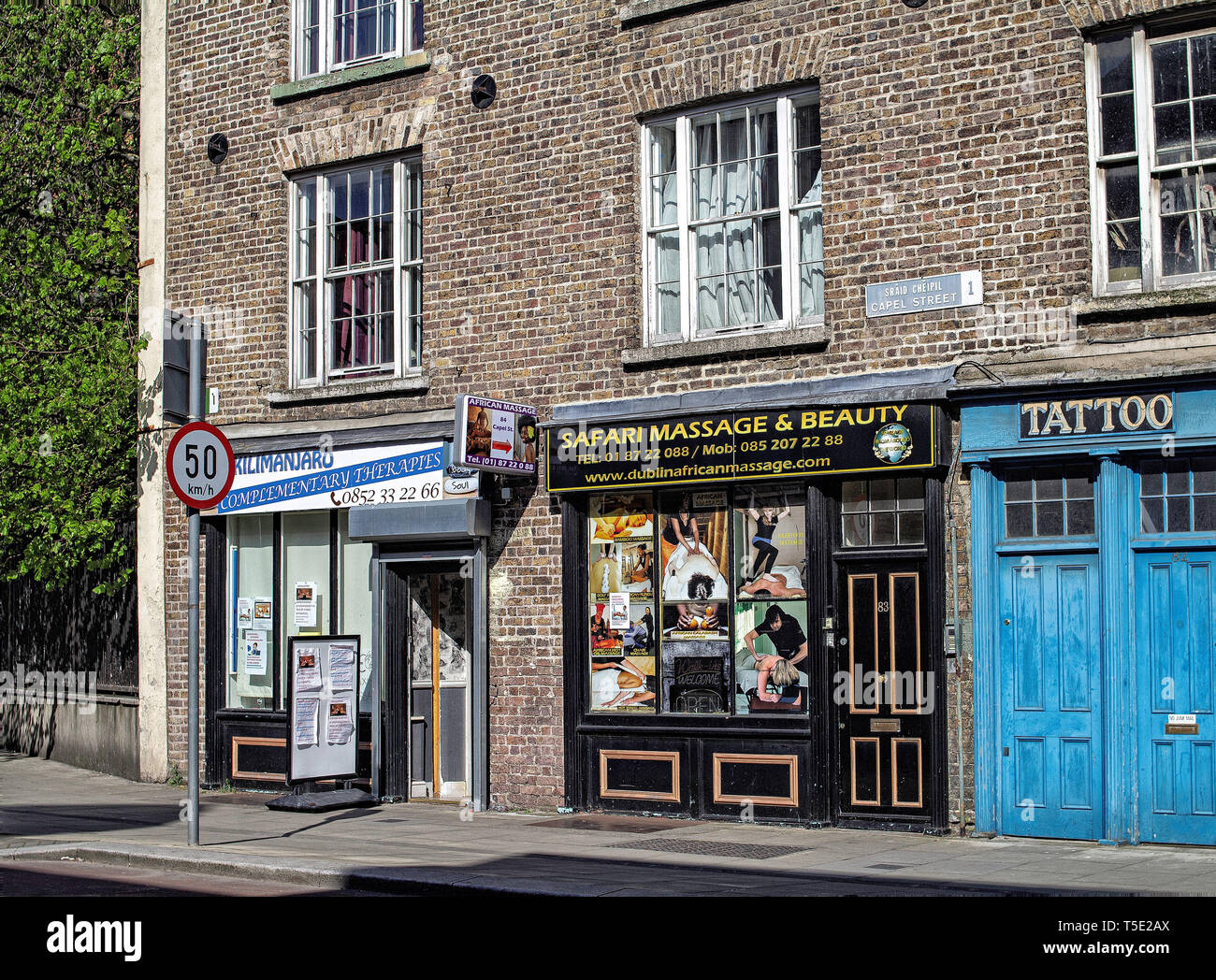 Un centre de massage africain en Capel Street, Dublin. Banque D'Images