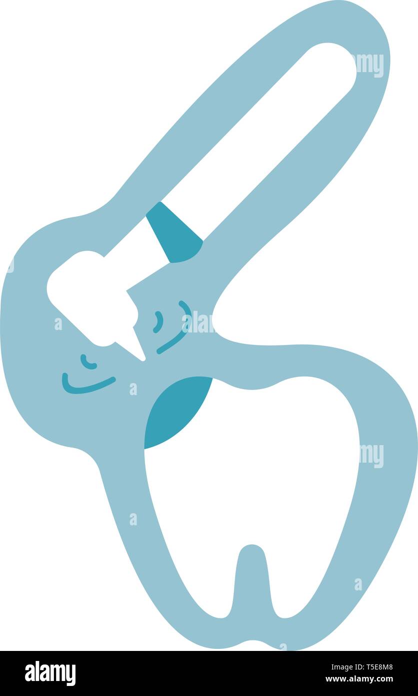 Traitement des caries. Le forage d'un dent. La dentisterie. Fraise dentaire. Le traitement des maux de dents. Idée Concept de soins dentaire et buccale. Traitement des caries Illustration de Vecteur