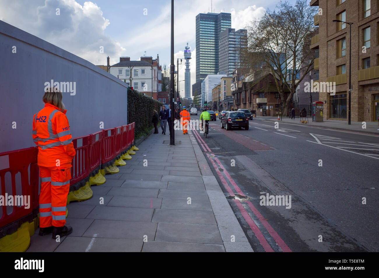 Camden, Londres, avril 2019, les travaux en cours de la construction de l'HS2 high speed rail line près de Euston sur Hampstead Road. Banque D'Images