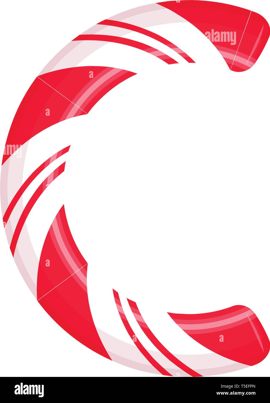 Lettre C. Candy Cane font elment. Sucette bonbon sucré, des lettres latines. Lettre blanc avec rayures rouges. Cirque et clown monogramme et modèle d'affiche Illustration de Vecteur