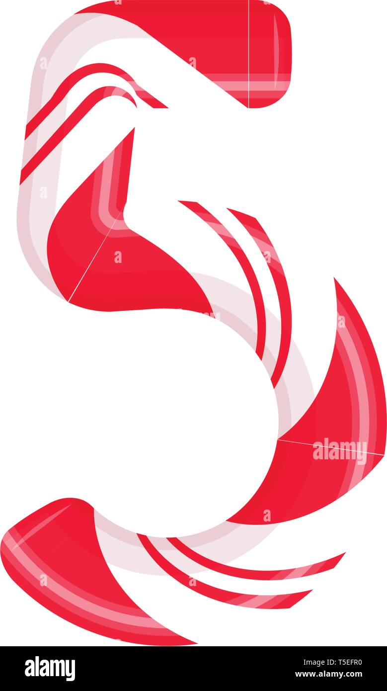 Lettre de canne 5. Candy font elment. Sucette bonbon sucré, des lettres latines. Lettre blanc avec rayures rouges. Cirque et clown monogramme et modèle d'affiche Illustration de Vecteur