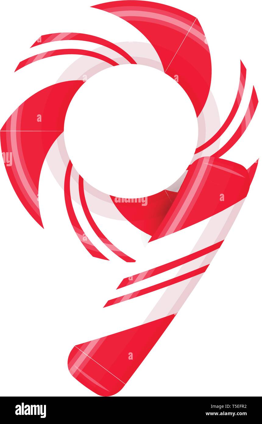 Lettre de canne 9. Candy font elment. Sucette bonbon sucré, des lettres latines. Lettre blanc avec rayures rouges. Cirque et clown monogramme et modèle d'affiche Illustration de Vecteur