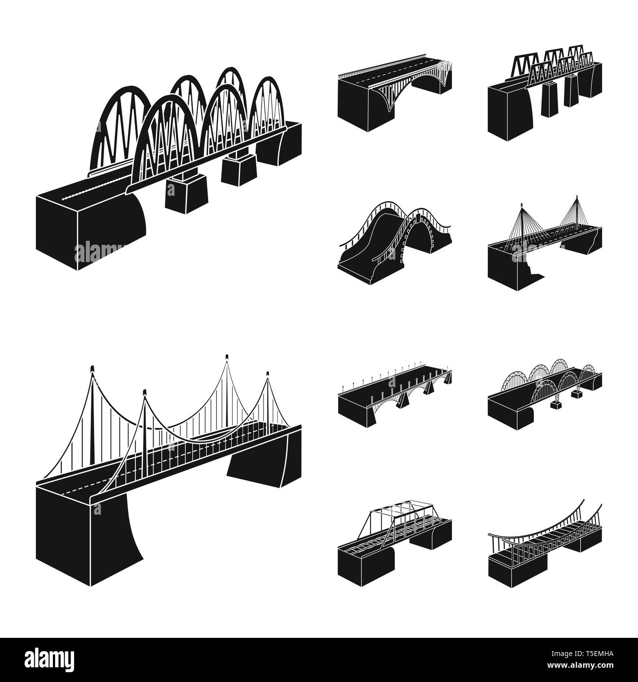 Chemin de fer,pont,Canada,modernes,zone piétonne,rock,des,mobile,train,mer,coffrage,déménagement, lift, assemblé, pendaison, Coast, railroad,long,brick,autoroute,colonnes,rivière,banque,mains courantes,support,AJUSTABLE,metal,vieux,port,ponts,côté,architecture,vue,vue,passage,structure,design,connexion,set,icône,,illustration,collection,isolé,graphique,élément,signer,Black,de simples vecteurs vecteur , Illustration de Vecteur