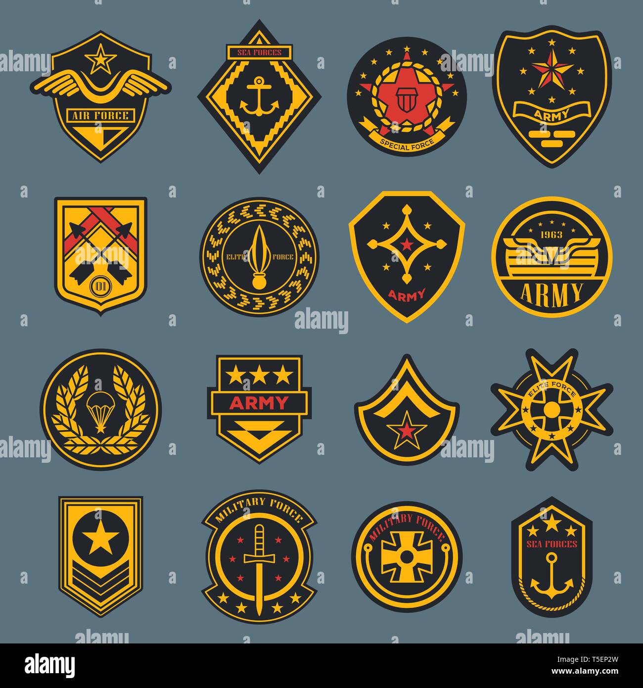 Signe de la Marine et de l'armée de terre, armée de l'air américaine badge tag Illustration de Vecteur