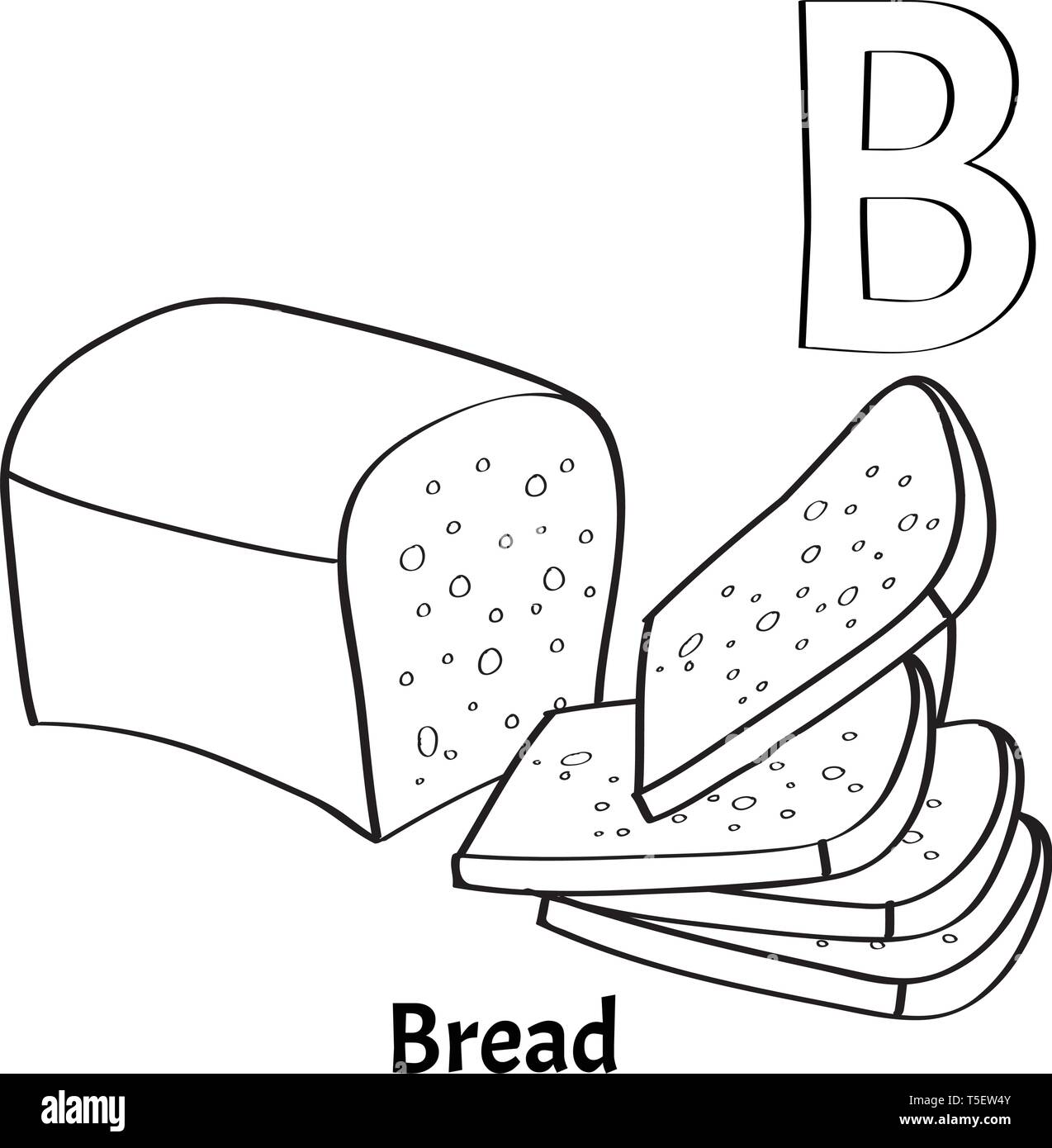 Lettre alphabet vecteur B, coloriages. Pain Illustration de Vecteur