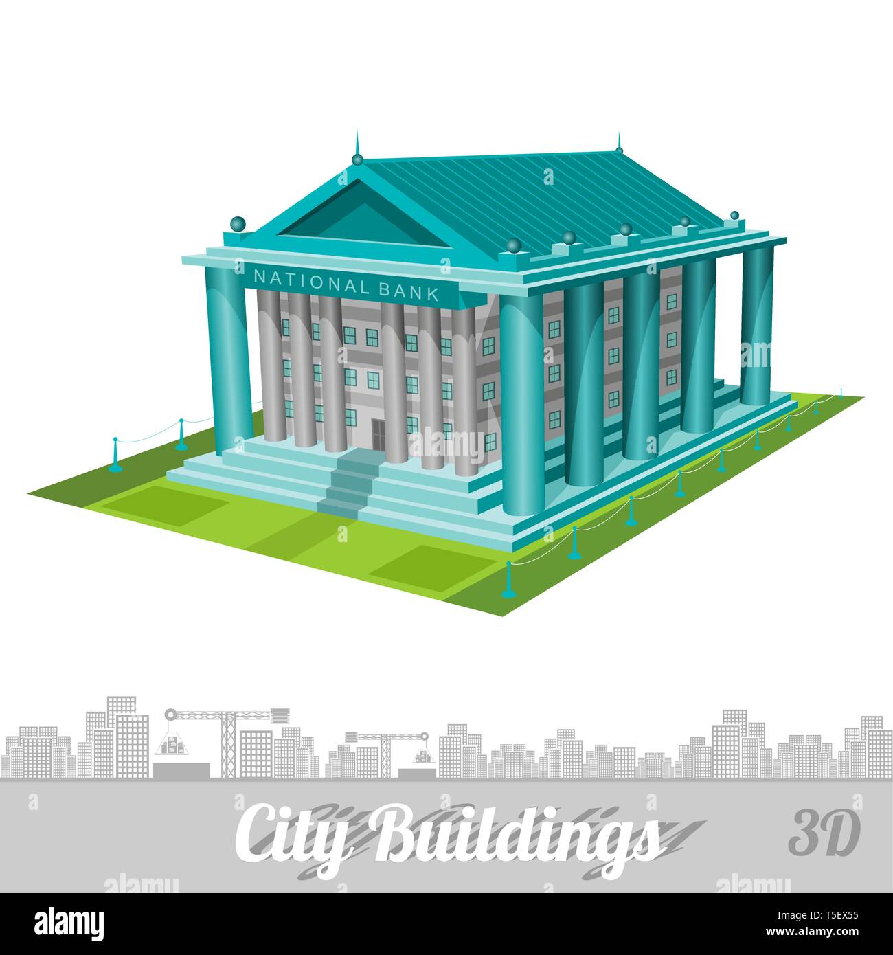 Banque de bâtiment isolé sur blanc Illustration de Vecteur