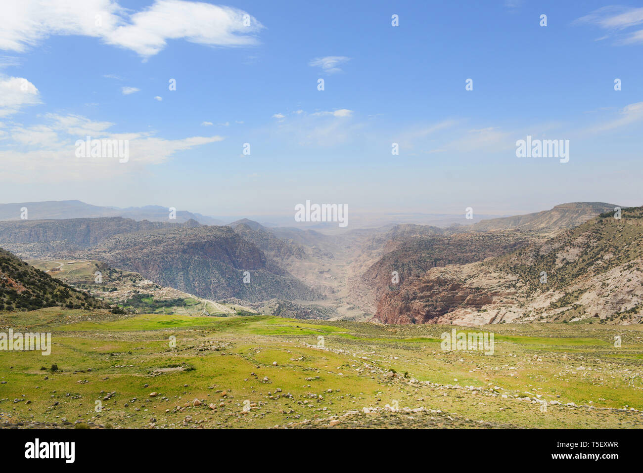 Vue de la Réserve de biosphère de Dana en Jordanie. Banque D'Images