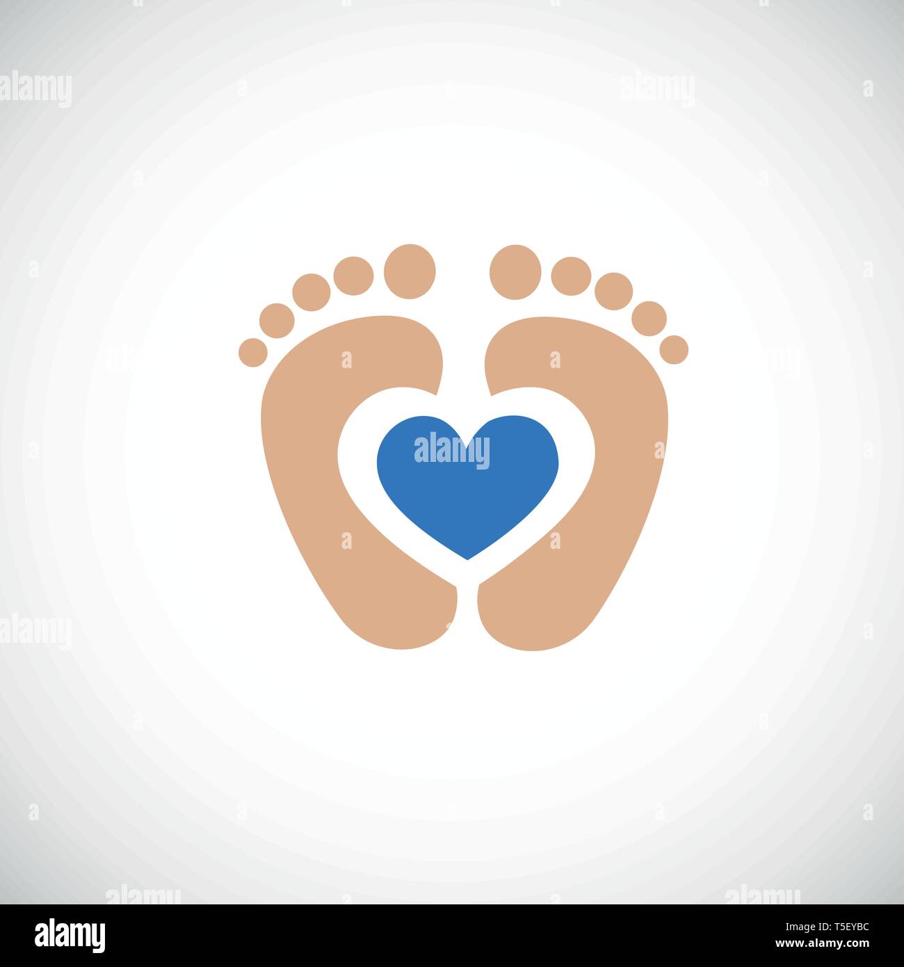 Pieds De Bebe Avec Empreinte Coeur Bleu Vector Illustraton Image Vectorielle Stock Alamy
