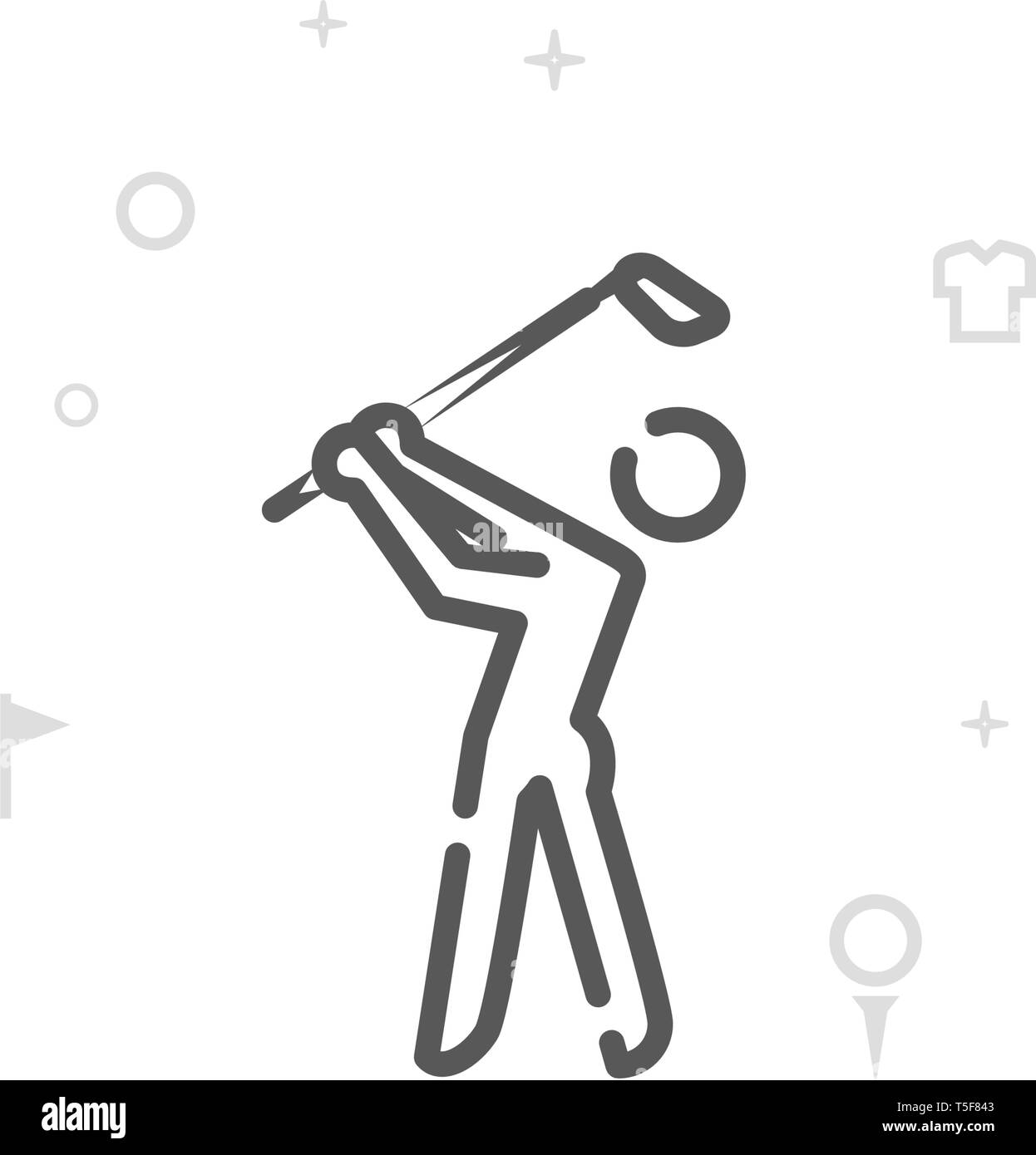 Golfeur avant de frapper l'icône de la ligne du vecteur. Club de Golf Country Club, Symbole, Pictogramme, signe. Résumé Arrière-plan géométrique de la lumière. Avc. modifiable Illustration de Vecteur