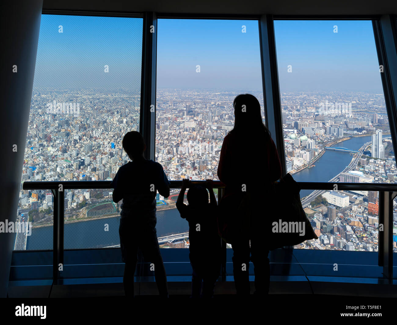 Vue aérienne sur la ville depuis le pont d'observation de la Tokyo Skytree, Tokyo, Japon Banque D'Images