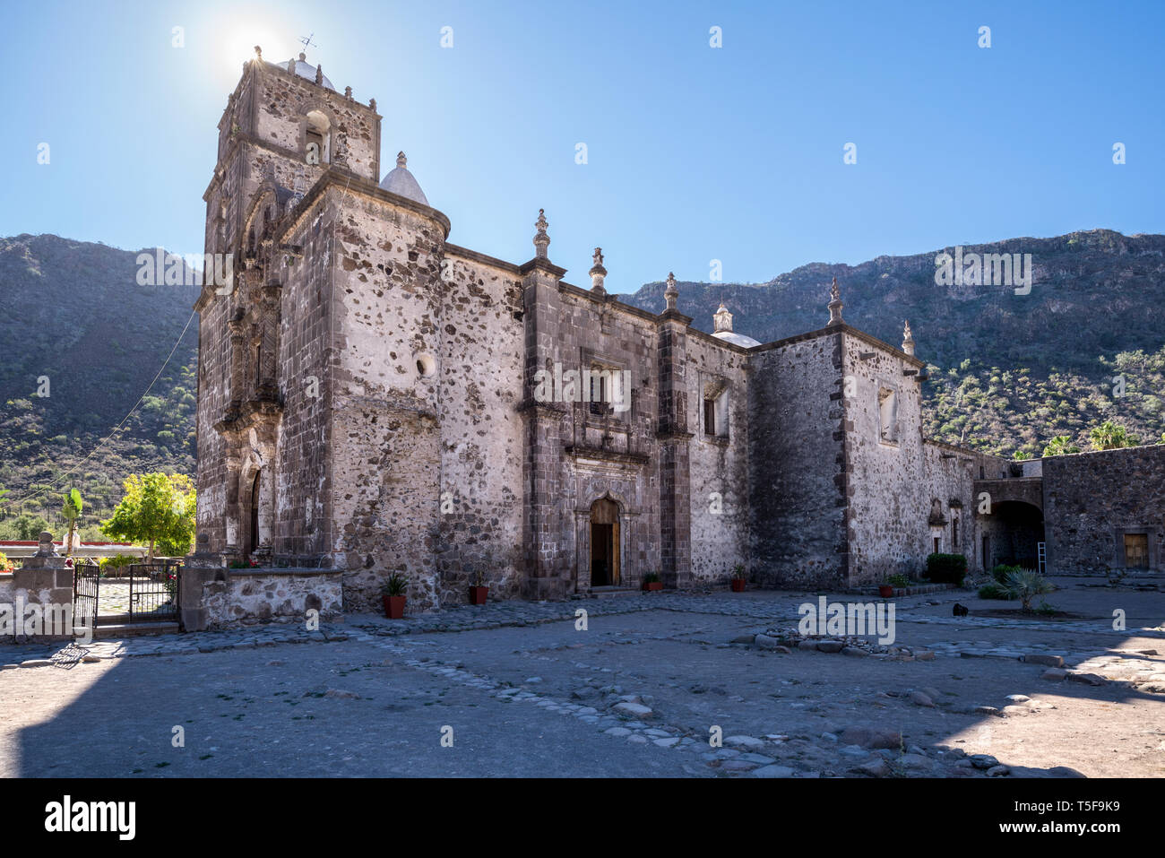 Historique La Misión San Francisco Javier de Viggé-Biaundó à San Javier, BCS, Mexico. Banque D'Images