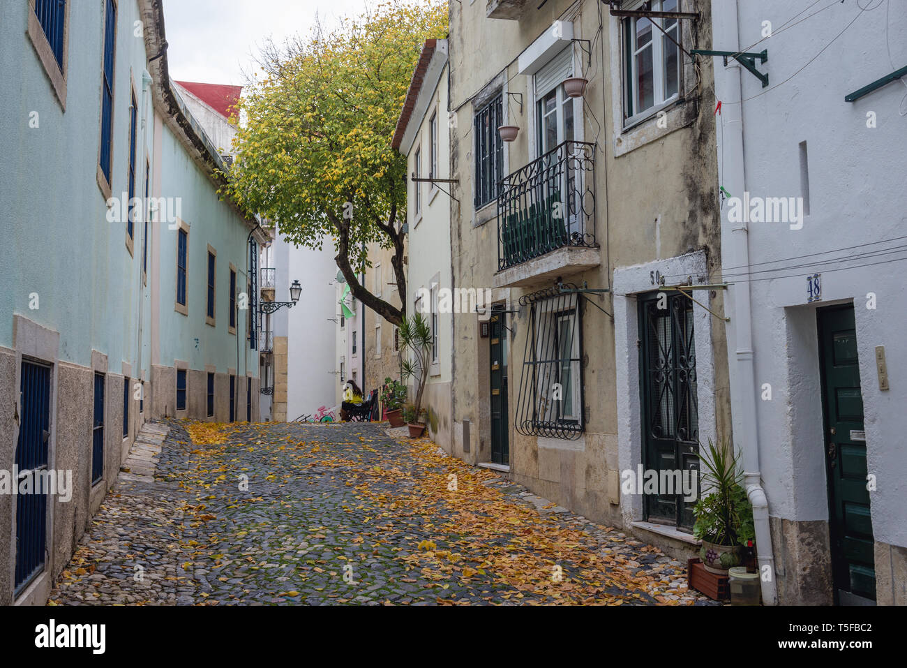 Ruelle de Alfama de Lisbonne, Portugal Banque D'Images