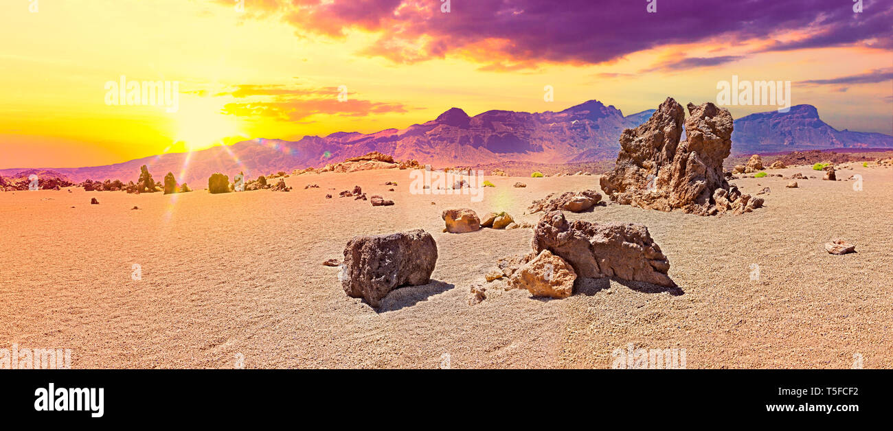 Belle vue sur le Teide incroyable paysage avec roches exotiques et les montagnes.île des Canaries.Gran Canaria Natural Park Banque D'Images