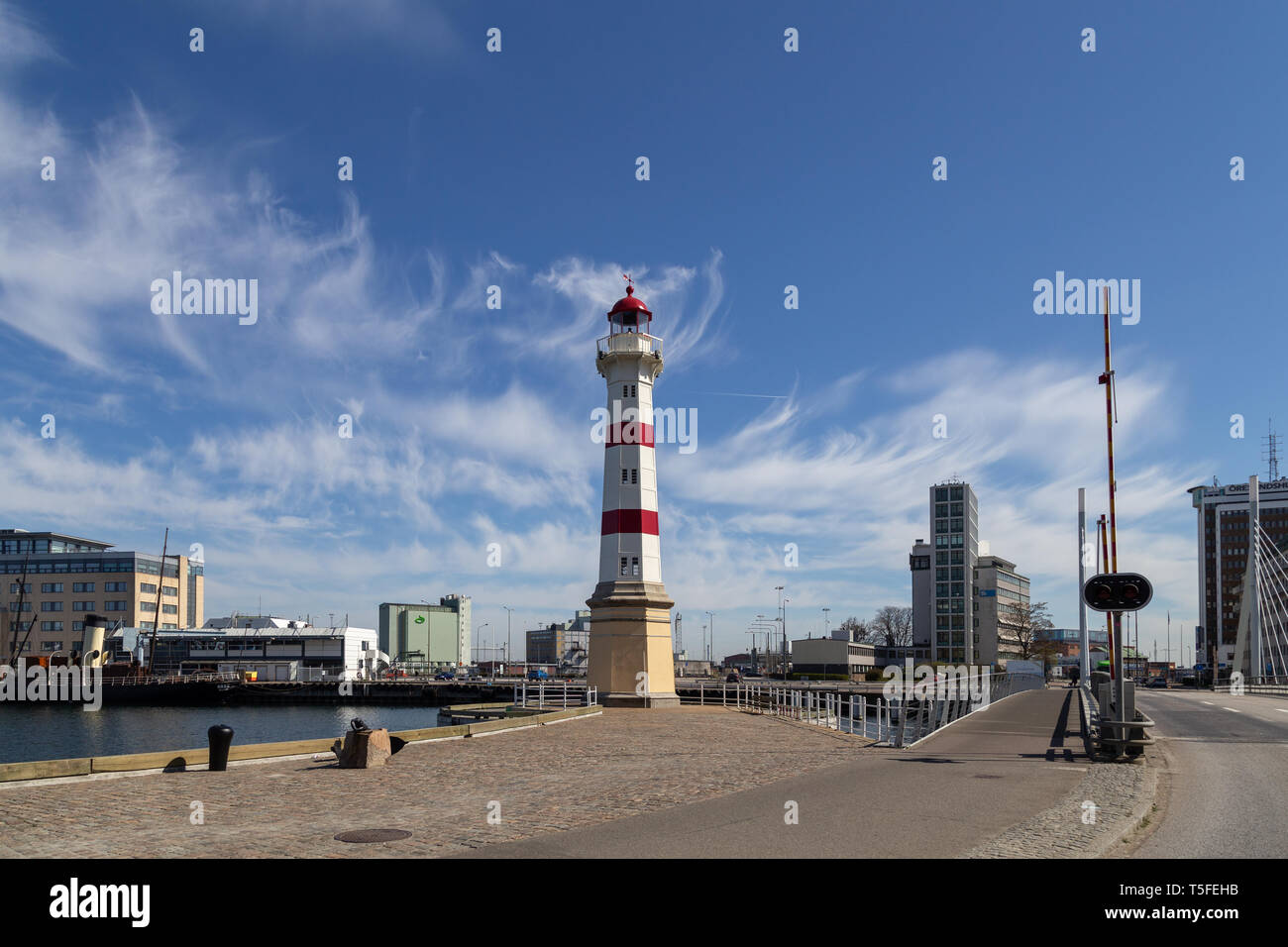 Ancien Phare à Malmo City Harbour Banque D'Images