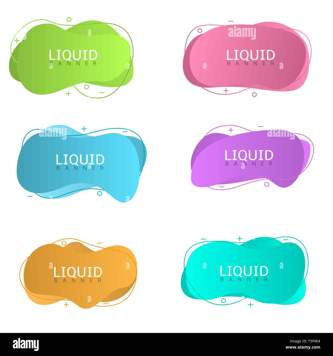 Mode couleur abstrait bannière liquide ensemble. Vector illustration Illustration de Vecteur