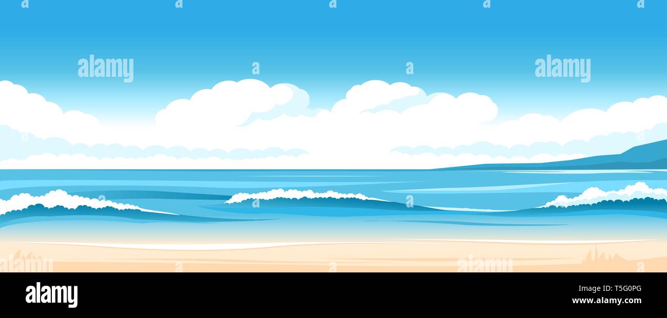 Paysage océan simple Illustration de Vecteur