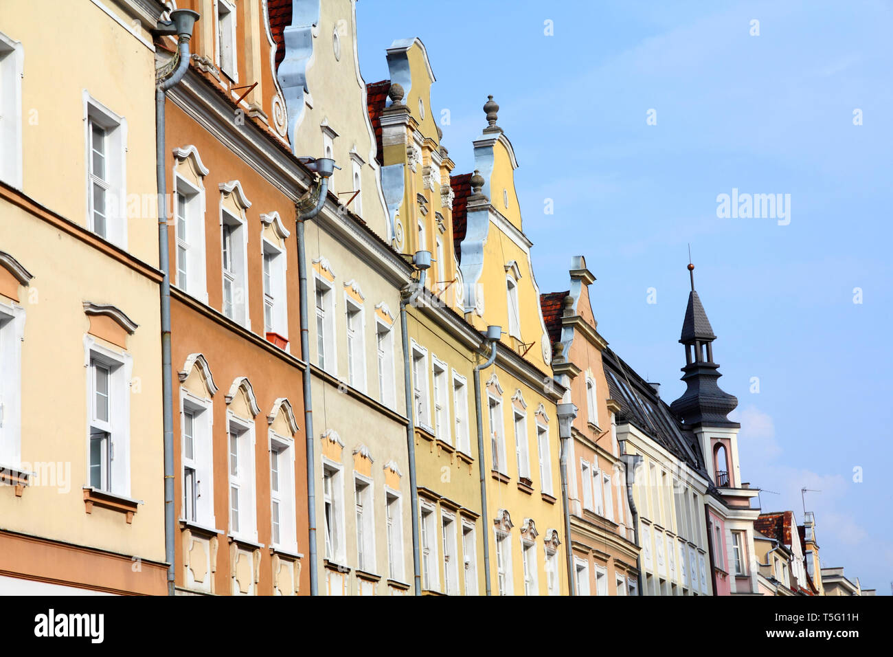 Opole, Pologne - l'architecture de la ville. Architecture résidentielle à grand'place (Rynek). Banque D'Images
