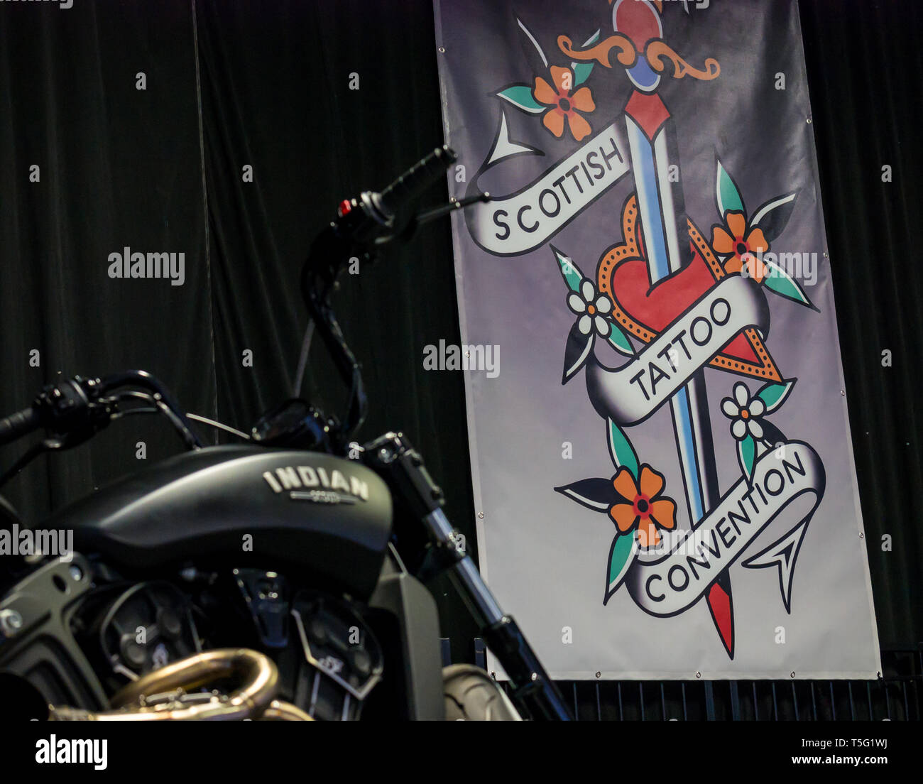 Pour l'affiche de la 9e Convention de Tatouage écossais au Corn Exchange 2019, Édimbourg, Écosse, Royaume-Uni Banque D'Images