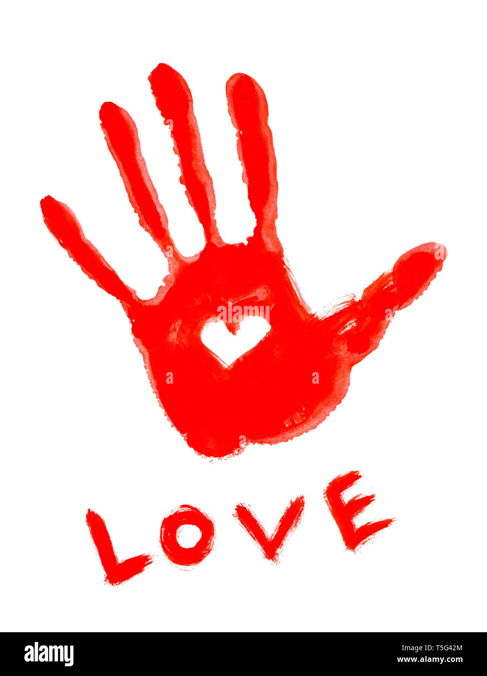 Handprint Dessin Symbole D Amour Et De Love Word Photo Stock Alamy