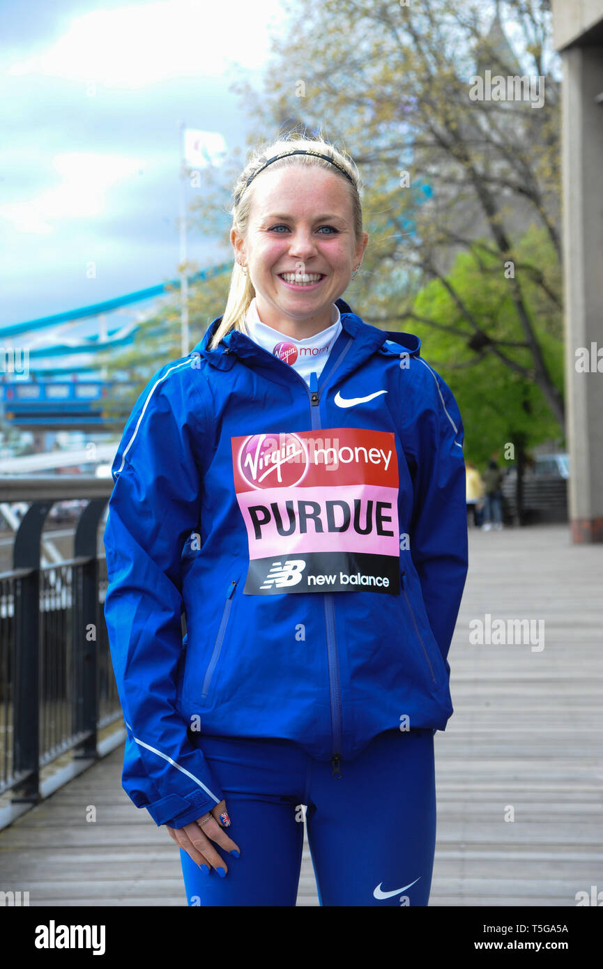 Purdue Charlotte vu pendant le marathon des athlètes britanniques appel photo Tower Hotel à Londres. Banque D'Images