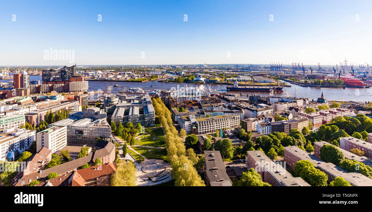 Allemagne, Hambourg, Viiew plus de Neustadt, le port de Hambourg et d'HafenCity Banque D'Images